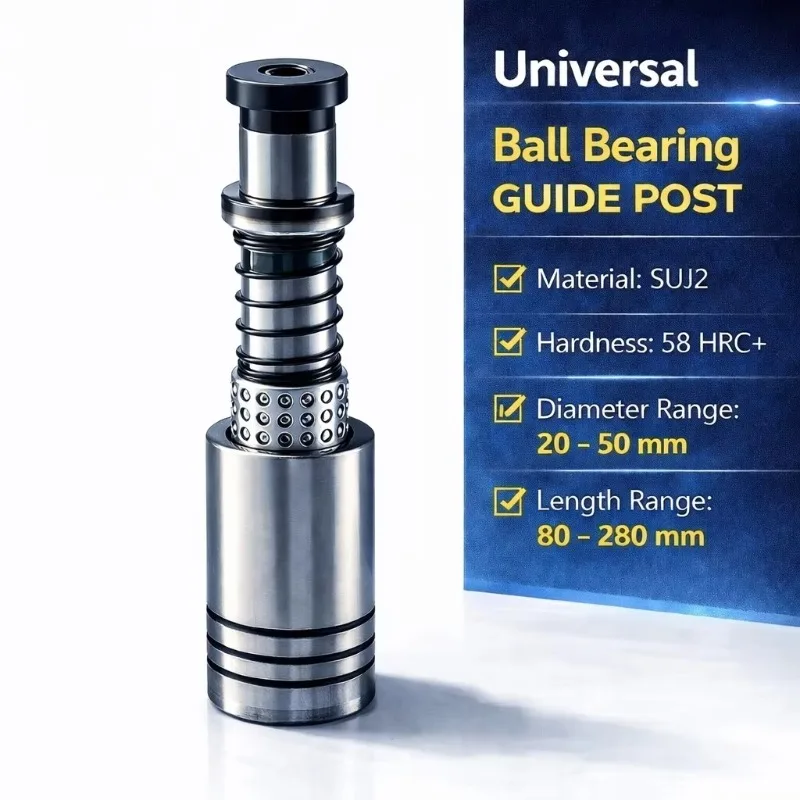 HESENT Heavy-Duty Precision Ball Bearing Guide Post RK25-100-60 SUJ2 Hardened 58HRC+ Low Friction High Wear Resistance for