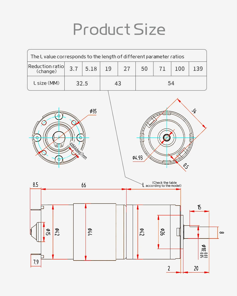 42GP-775 Metall-Planetengetriebe-Gleichstrom-Getriebemotor DC: 12 V ~ 24 V/1600 U/min ~ 8 U/min, hohes Drehmoment und Vorwärts-/Rückwärts-PWM-Geschwindigkeitsregelung – Detail 1