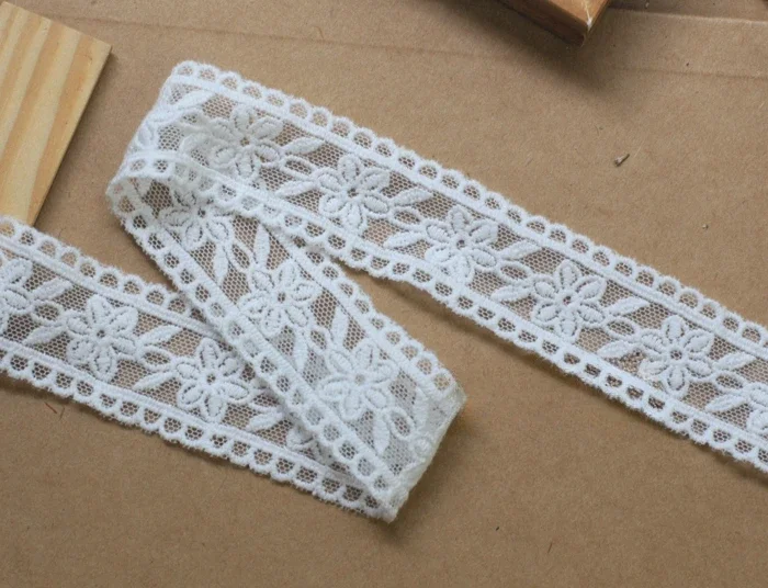 5 yards  Off white flower embroidery Lace Trim, floral soft tulle lace trim, For Bridal Hairband,Wedding Dress,  Width 0.98‘’