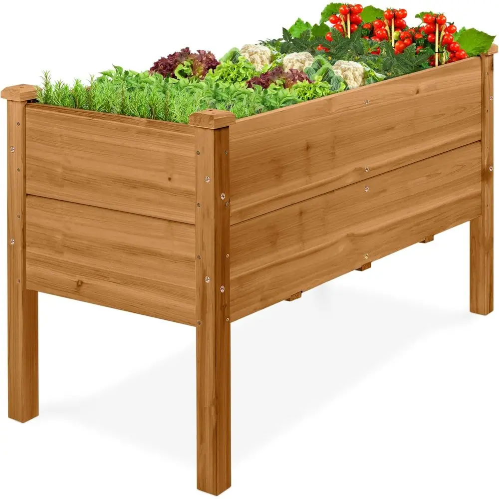 48 x 24 x 30 Raised Garden Bed with Extra Deep 16 Depth, Elevated Wood Planter Box Stand for Backyard, Patio, Balcony, Natural A