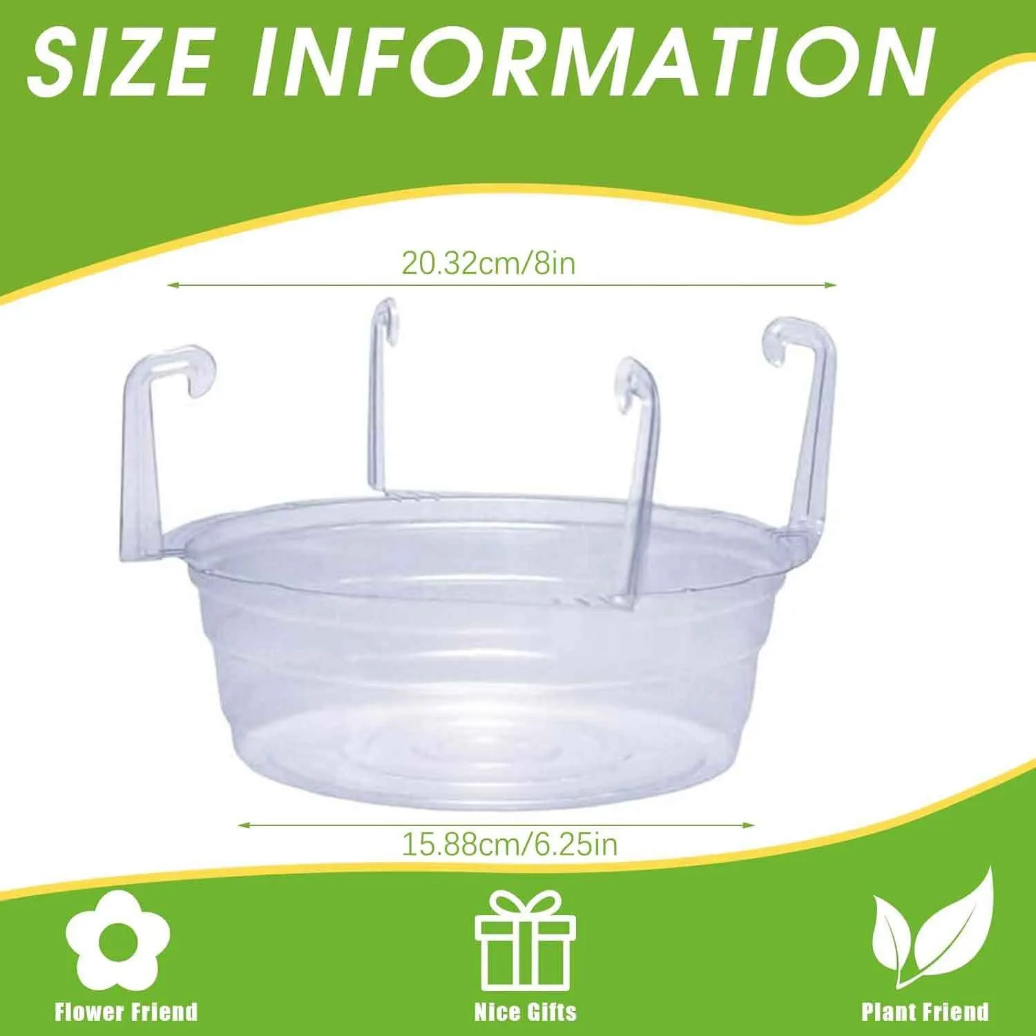5pcs plastic hanging basket drip trays round hanging planter water catcher saucers clear plant pot for indoor outdoor garden