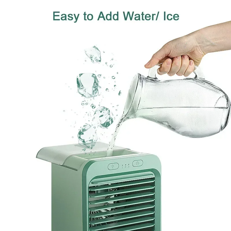 휴대용 미니 에어컨 데스크탑 선풍기, USB 충전식 에어 쿨러, 테이블 냉각 미스트, 사무실 가정용 선풍기 가습기, 5000mAh