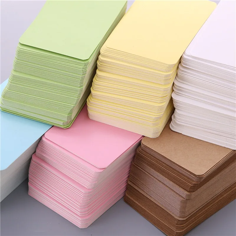 Mini Tarjeta de papel Kraft en blanco para escribir mensajes de agradecimiento, marcador de etiqueta para pintar, papel de bocetos, 7 colores, caja de 100 unidades