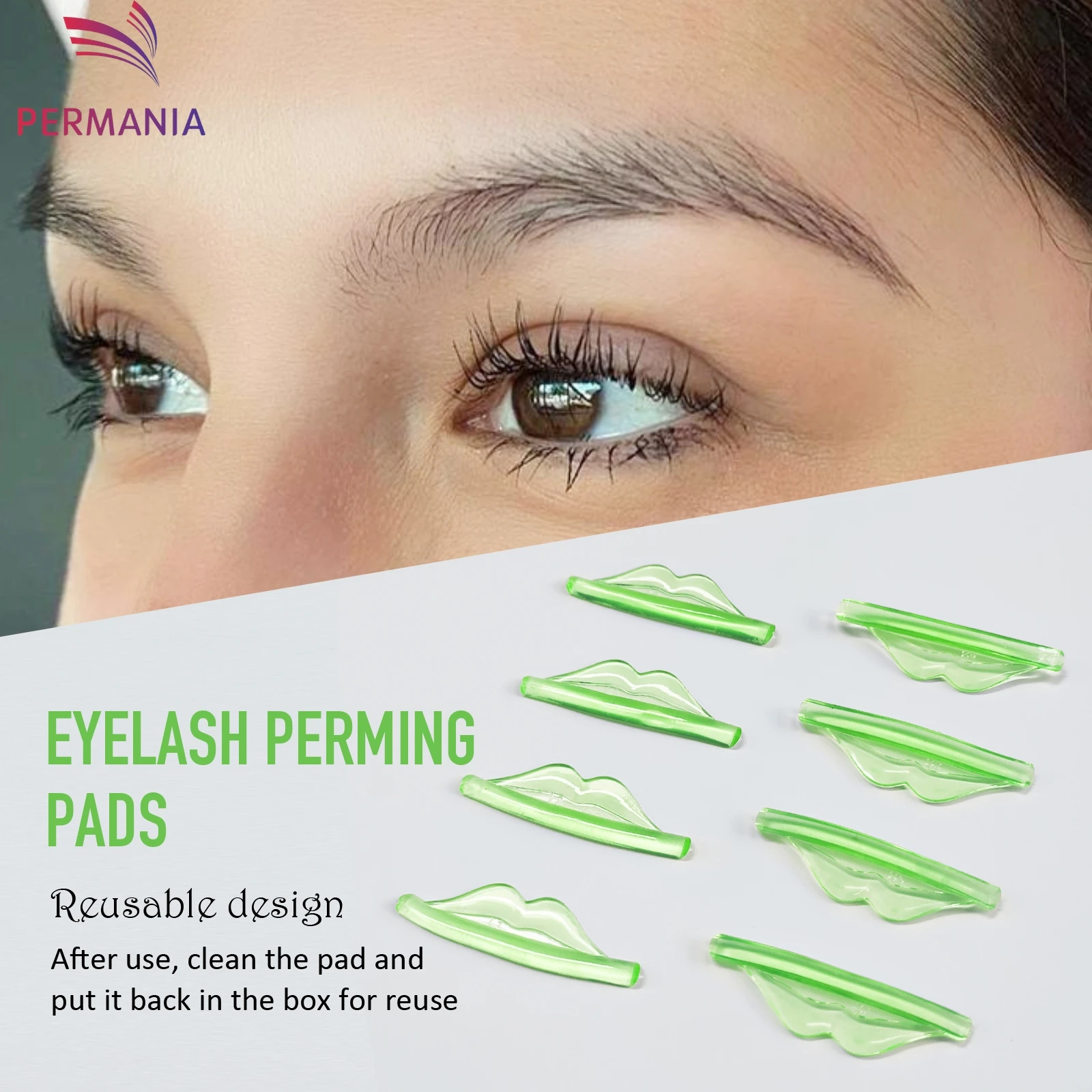 PERMANIA 8Pc C Curl Silicone Cílios Perm Pads Cílios Pegajosos Vara Escudo Levantamento 3D Cílios Modelador Acessórios Ferramentas de Maquiagem