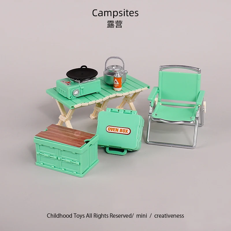 1:12 Dollhouse Miniature Camping Picnic Set Folding Chair Gas Stoves Model Decor Toy Doll House Accessories