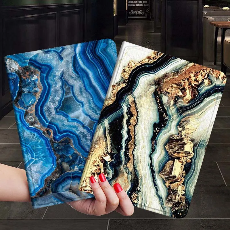 

Blue Agate Stone Pattern Tablet Case For Samsung Galaxy Tab S7 S8 S9 S10 FE Plus 12.4 13.1 Inch