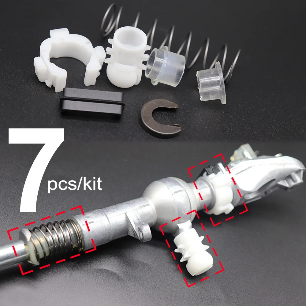 7Pc Gear Shifter Selector Lever Shaft Gear Stick Spring Bushing For Audi TT Seat Altea Skoda Yeti MT Shift Issue Fix Linkage Rod
