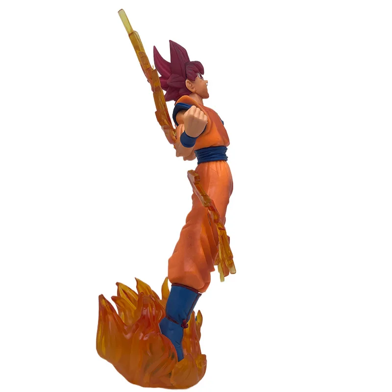 25CM Anime Dragon Ball Rot Haar Sonne Wukong Figur Explosion Schlacht Super Saiyajin Gott Goku Spezialeffekte Teile Modell Spielzeug geschenk