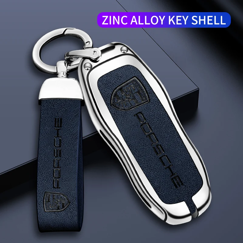 Funda de cuero de aleación de Zinc para llave de coche, carcasa sin llave para Porsche Panamera Spyder Carrera Macan Boxster Cayman Cayenne 911 970 981