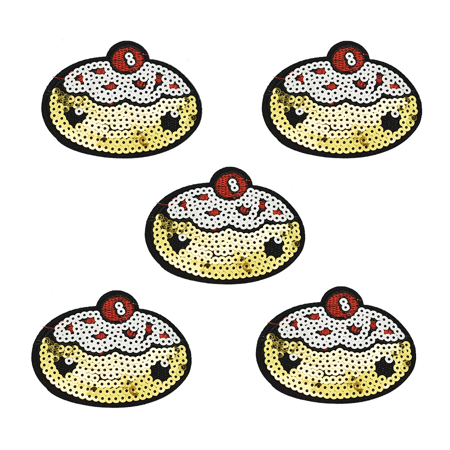 

10 pcs sequined cake badges patches for clothing iron embroidered patch applique iron on patches sewing accessories for clothes