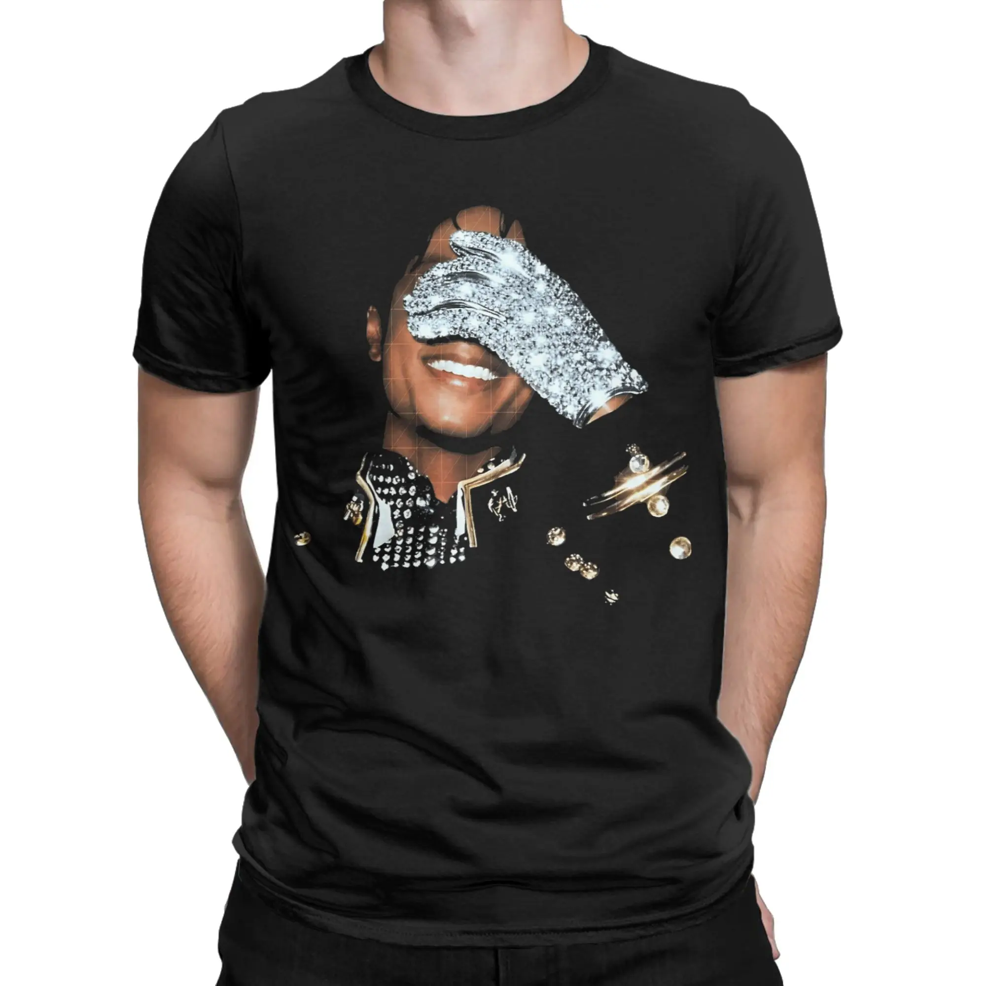 Men Shiny Glove Dance Michaels Jacksons T Shirt  Pure Cotton Clothes Leisure Short Sleeve Crew Neck Tee Shirt Unique T-Shirts