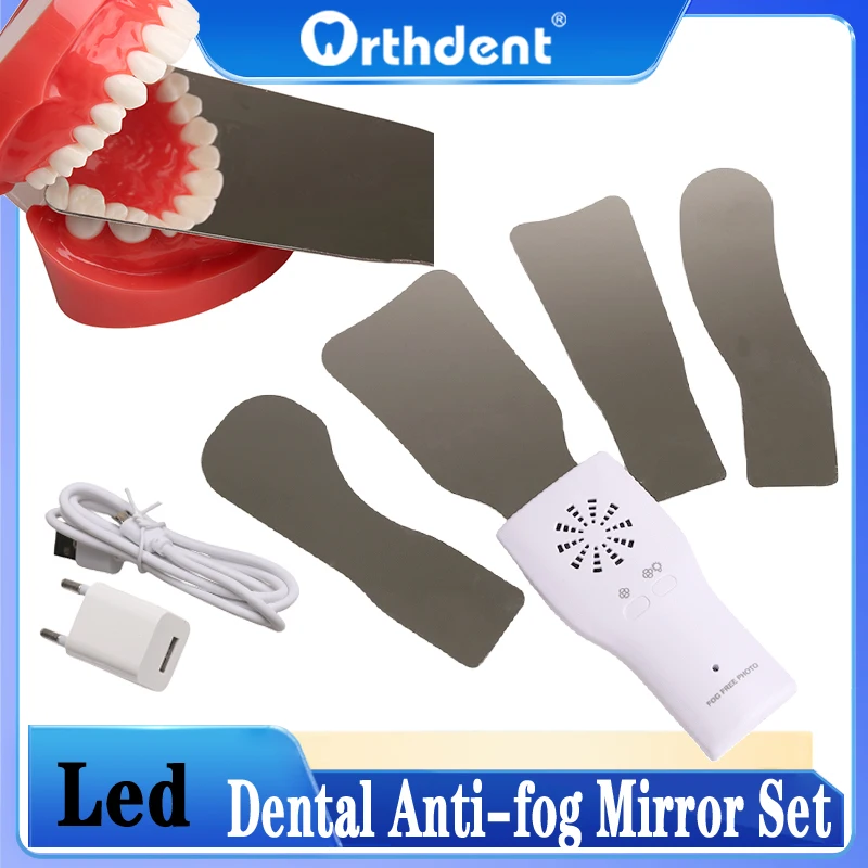

Dental Anti-Fog Mirrors Set Mirror With LED Light Fog Free Intraoral Photography Stainless Steel Dentist Orthodontic Reflectors
