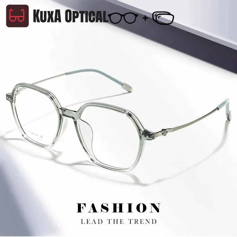 

KUXA Women's Optical Prescription Glasses Ultralight TR90 Rim Titanium Temple Blue Light Blocking Progressive Eyeglasses