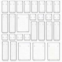 28 PCS Clear Drawer Organizers Set 4-Size Versatile Bathroom and Vanity Drawer Organizer Trays Storage Bins for Bedroom Kitchen