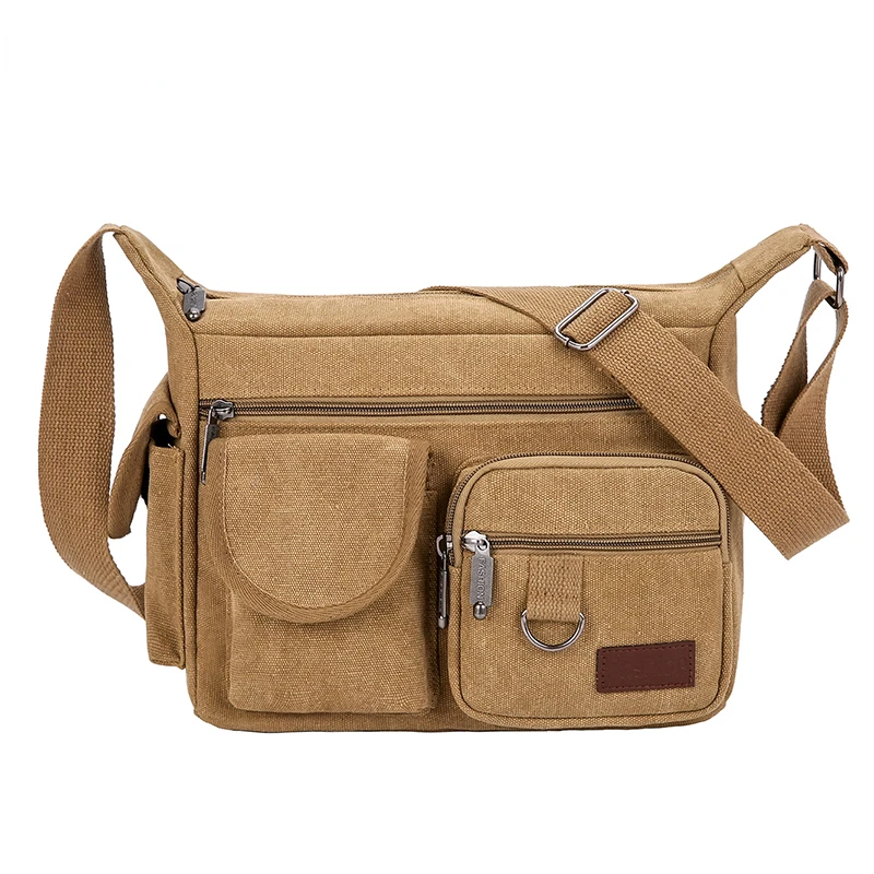 

Men's Casual Style Canvas Shoulder Bags Travel Large Multi-Space Handbags Crossbody Bag For Man Business Messenger Bag