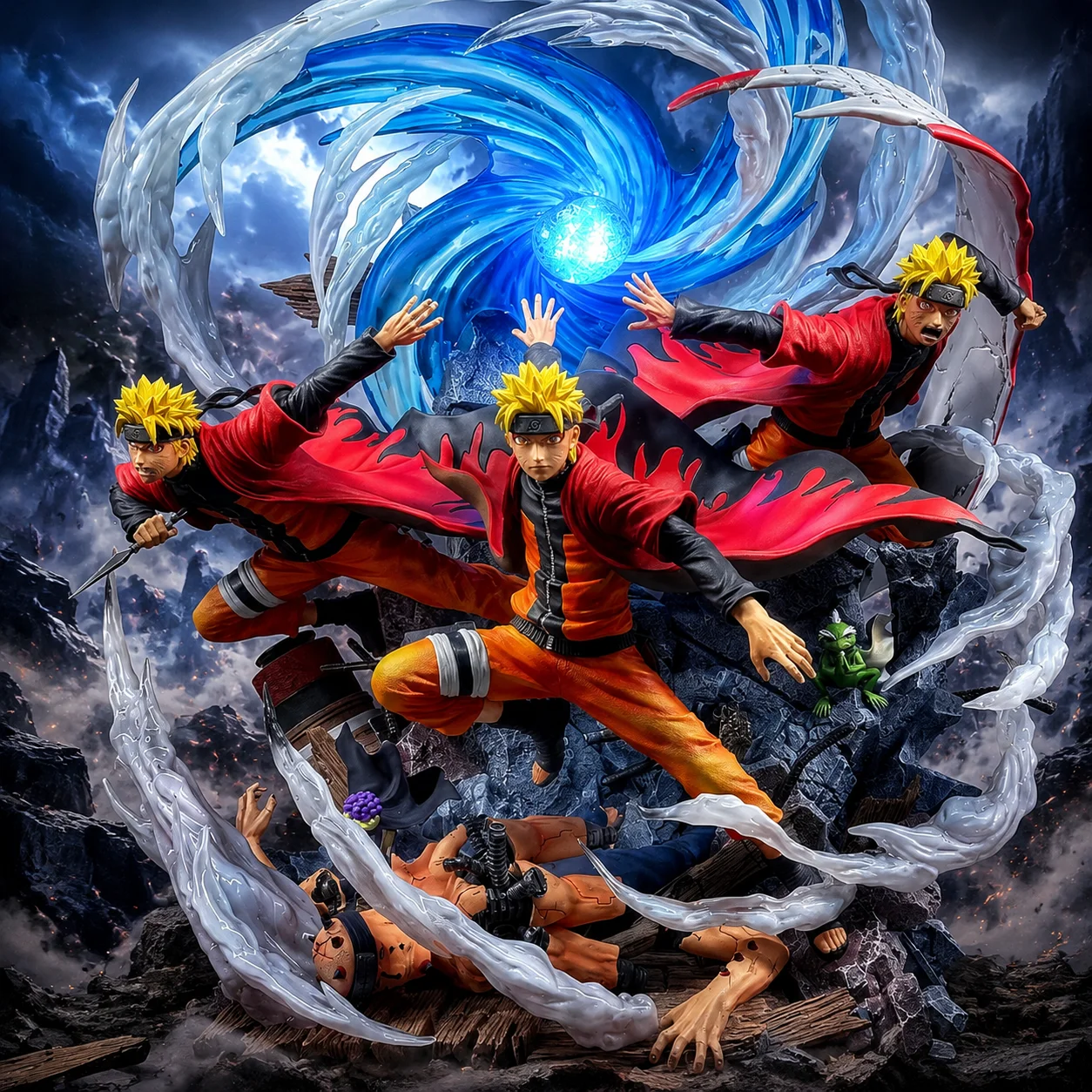 Auf Lager: 36cm große Naruto Sage Mode Uzumaki Naruto PVC-Figur, Sammlerstück, Modellspielzeug