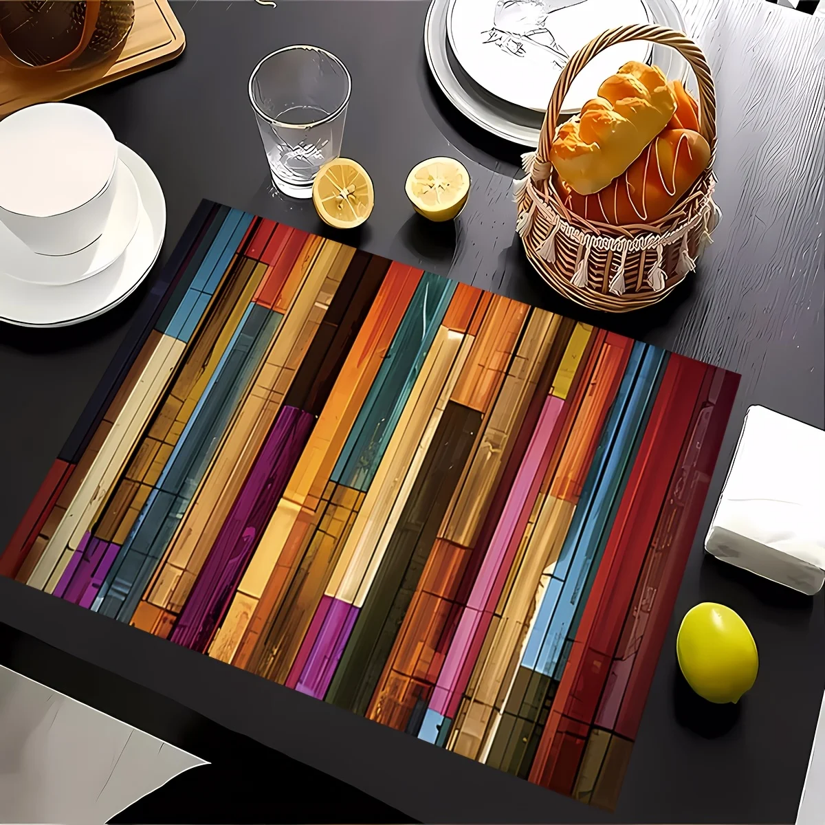 4‑Piece Colorful Striped Placemats, Simple & Cheerful, Great Gift for Dinner Table and Home Decor.