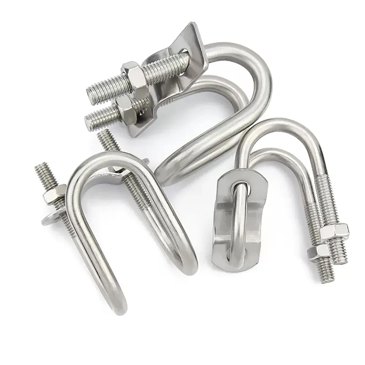 Hongtu 304 Stainless Steel Double U‑Shaped Clamp Cross U‑Bolt Pipe Clip Fastener M6 M8