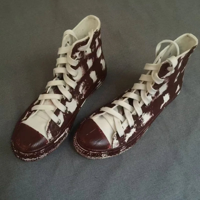 

Hand-made high-top casual sports shoes plus size male and female couples hip-hop punk canvas shoes 35-45