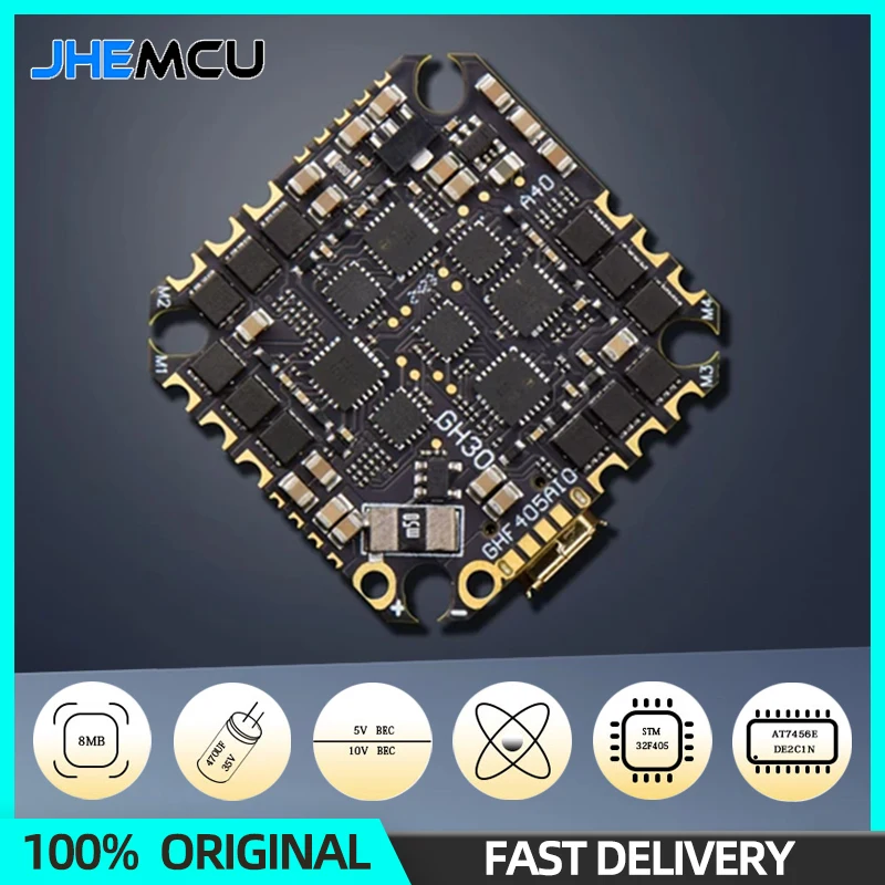 JHEMCU GHF405AIO-HD 40A AIO Flight Controller F405 F4 Build-in OSD Blheli-S ESC 2-6S Lipo For RC FPV Toothpick Racing Drone