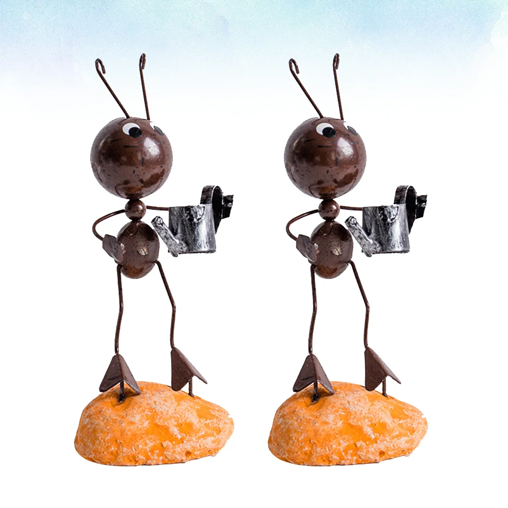 2PCS Ant Models Handmade Iron Skin Cartoon Decor for Home Office Desktop Unique Environmental Plating Lasting Visual