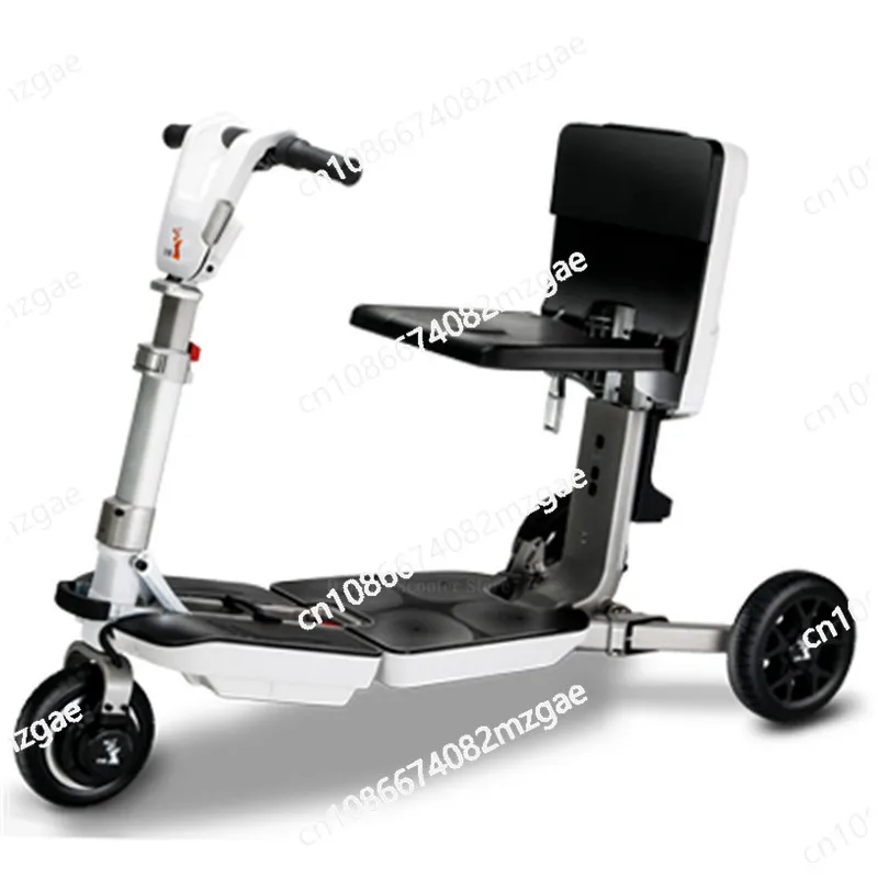 Folding Electric Wheelchair Scooter Electro-tricycle 350W 48V White/Red Disability Electric Scooter Removable Lithium Battery