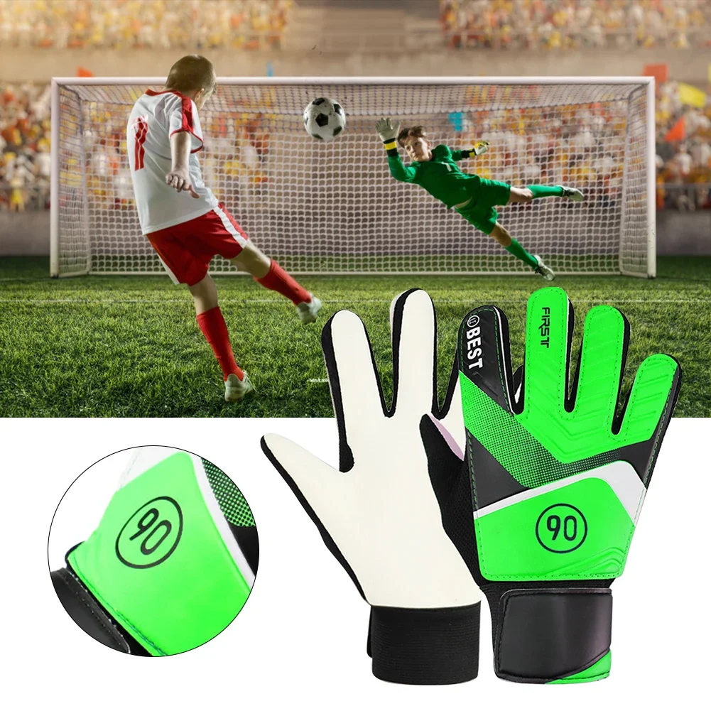 1 Pair Children Anti-Slip Glove Goalkeeper Gloves PU Gloves Finger Protection Goal Thickened Latex Football Gloves For Kids