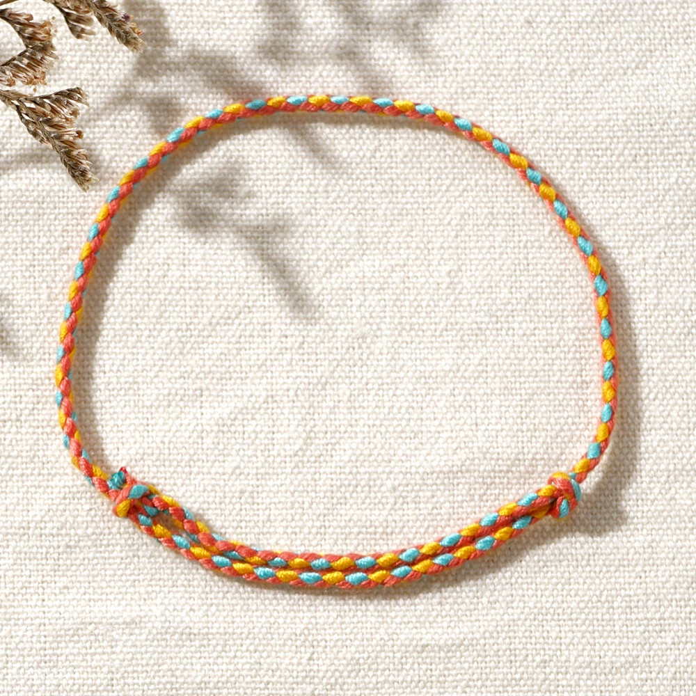 1PC Bohemian resort style cotton rope braided bracelet jewelry, handmade simple adjustable bracelet suitable for daily wear