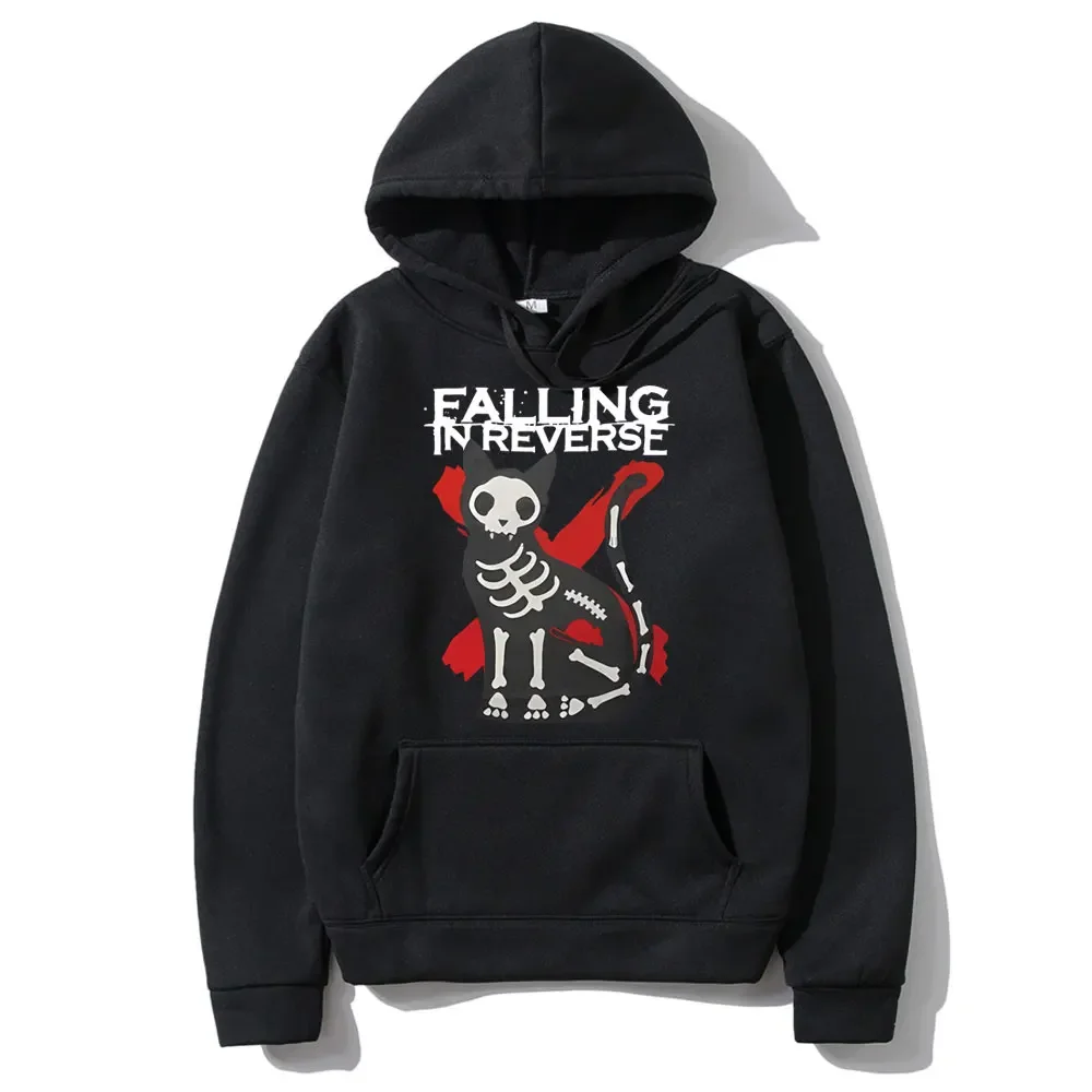 Falling in Reverse Cat Graphic Hoodie Men Women Gothic Casual Oversized Sweatshirt Men's Vintage Streetwear Male Cotton Hoodies