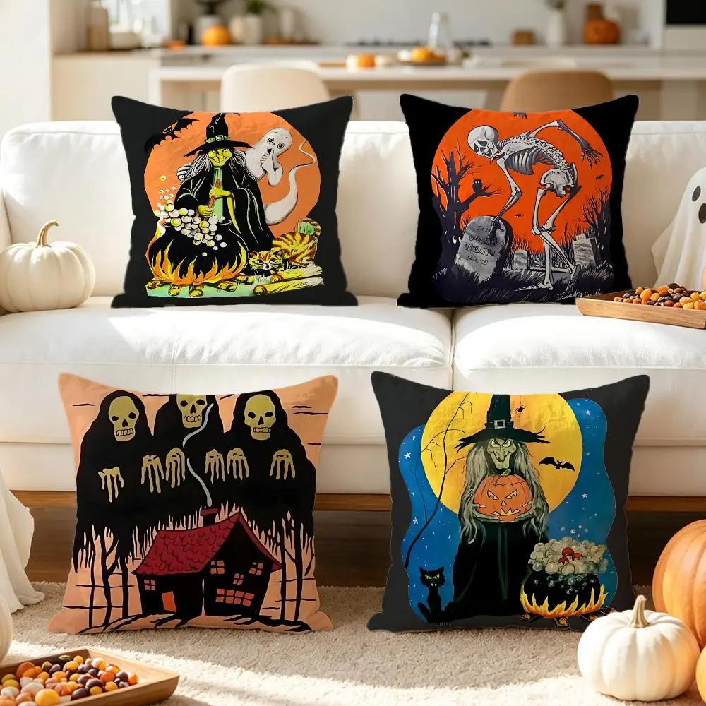 pattern Haunted House Cushion Cover Pillow Short Plush Pillow Comfortable and Fresh Style for Living Room Bedroom Gift