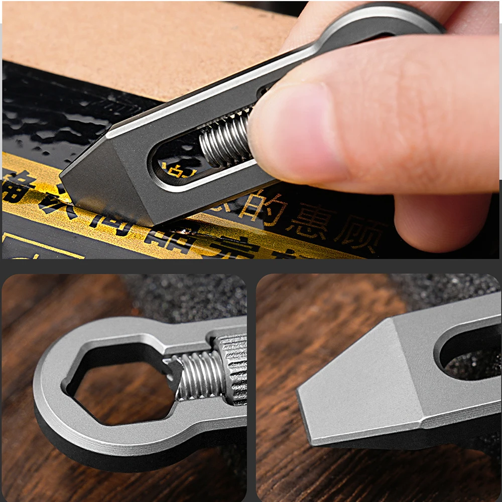 Imagem -05 - Criativo Mini Liga de Titânio Crowbar Chave Inglesa Ajustável Multifuncional Pingente de Colar Chaveiro Edc Gadget Wrench Pingente ao ar Livre 10g