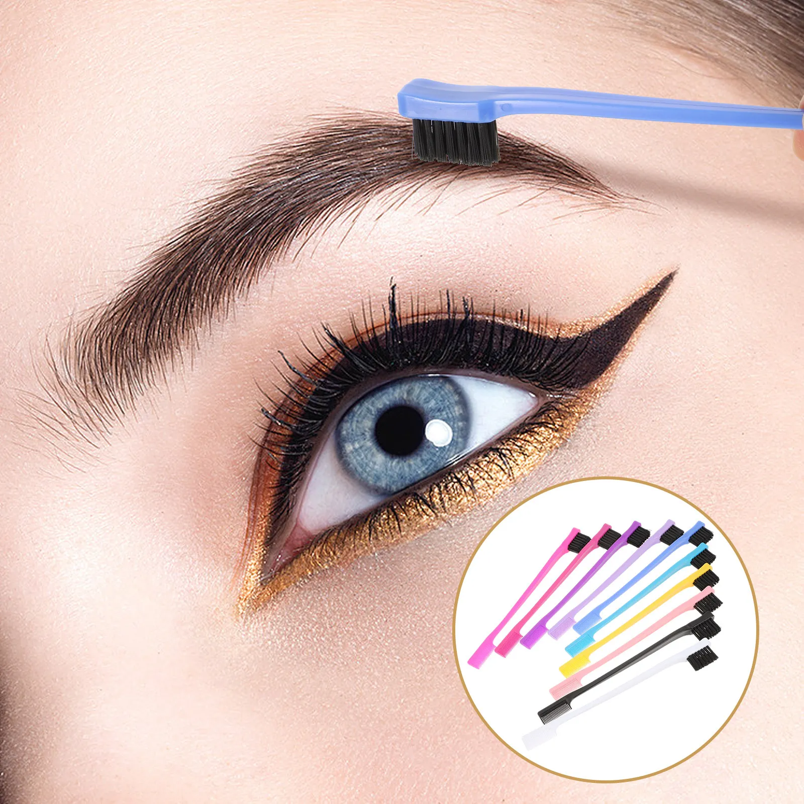 10Pcs Double Ended Brow Brush Comb Set Sturdy Safe Material for Eyebrow Styling Eyelash Combing Hairline Edging Quick Grooming