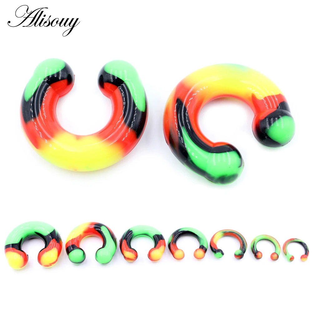 Alisouy 1pc Big Large Size Silicone Captive Nose Ring Ear Plugs Expander Gauges Genital BCR Hoop Earrings Piercing Body Jewelry