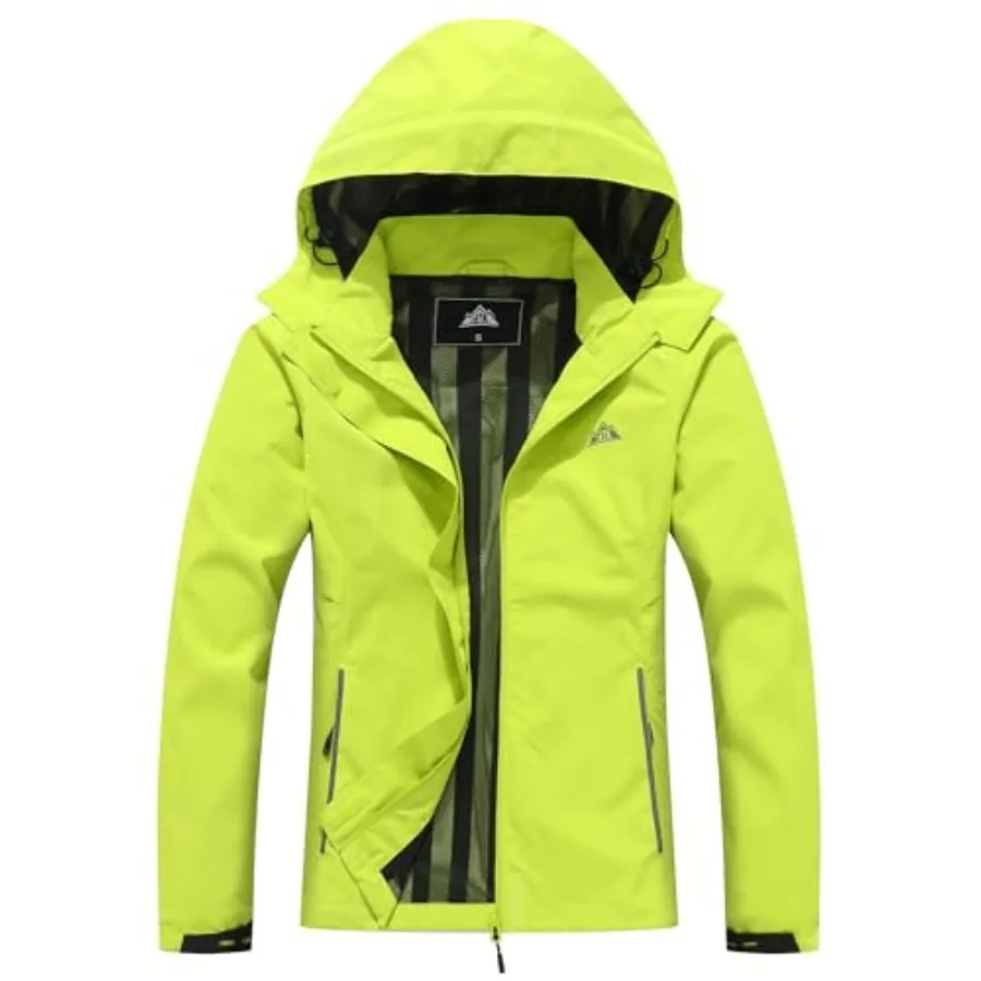 MOERDENG Women's Waterproof Rain Jacket Lightweight Raincoat Hooded Hiking Jacket Softshell Windbreaker