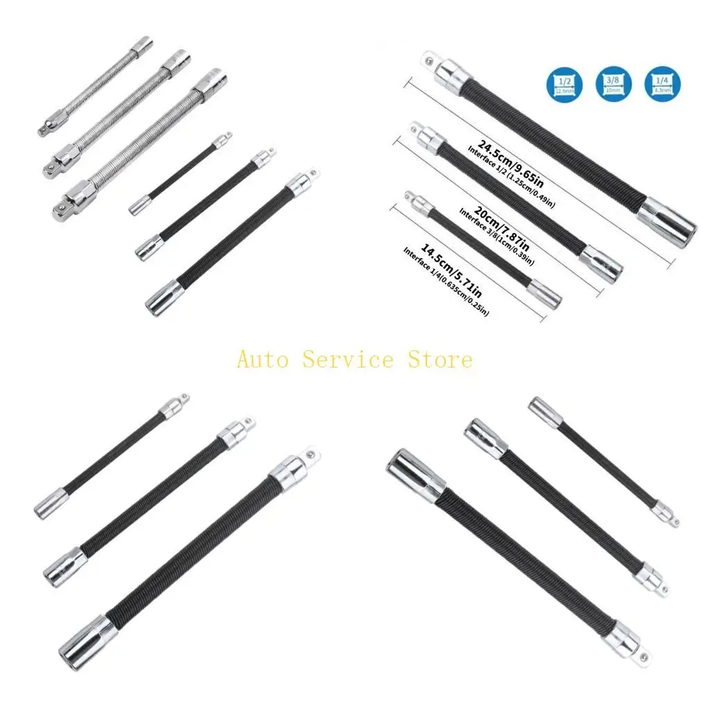462A Flexible Socket Wrench Extension Set Bendable Tool for Vehicle Maintenance Job