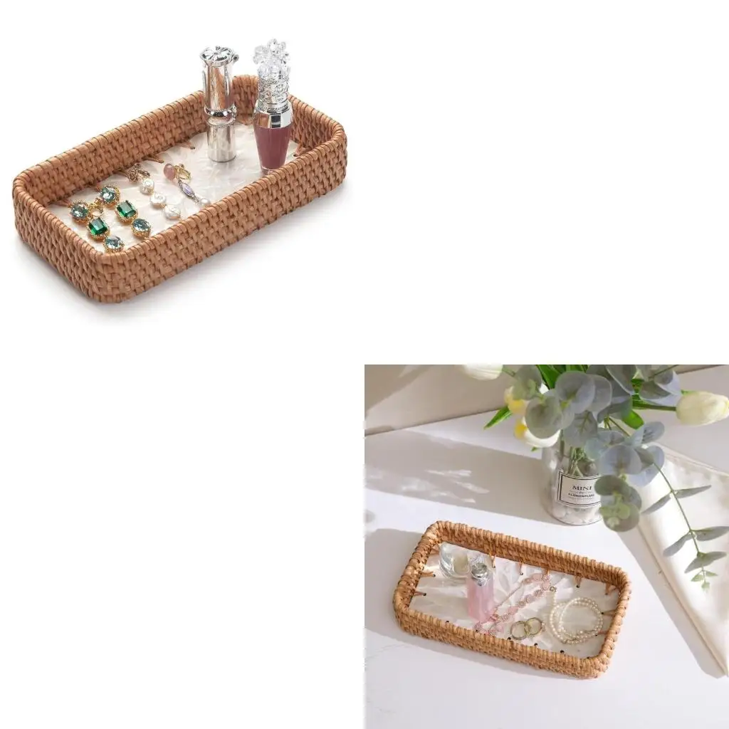 Pattern Jewelry Display Tray Natural Fiber Bedside Table Storage Unit