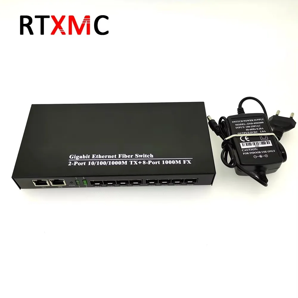 8SFP&2UTP Gigabit Ethernet switch Ethernet Fiber Optical Media Converter 8*SFP and 2*RJ45 Port 10/100/1000M & 8*Port 1.25G SFP view 6