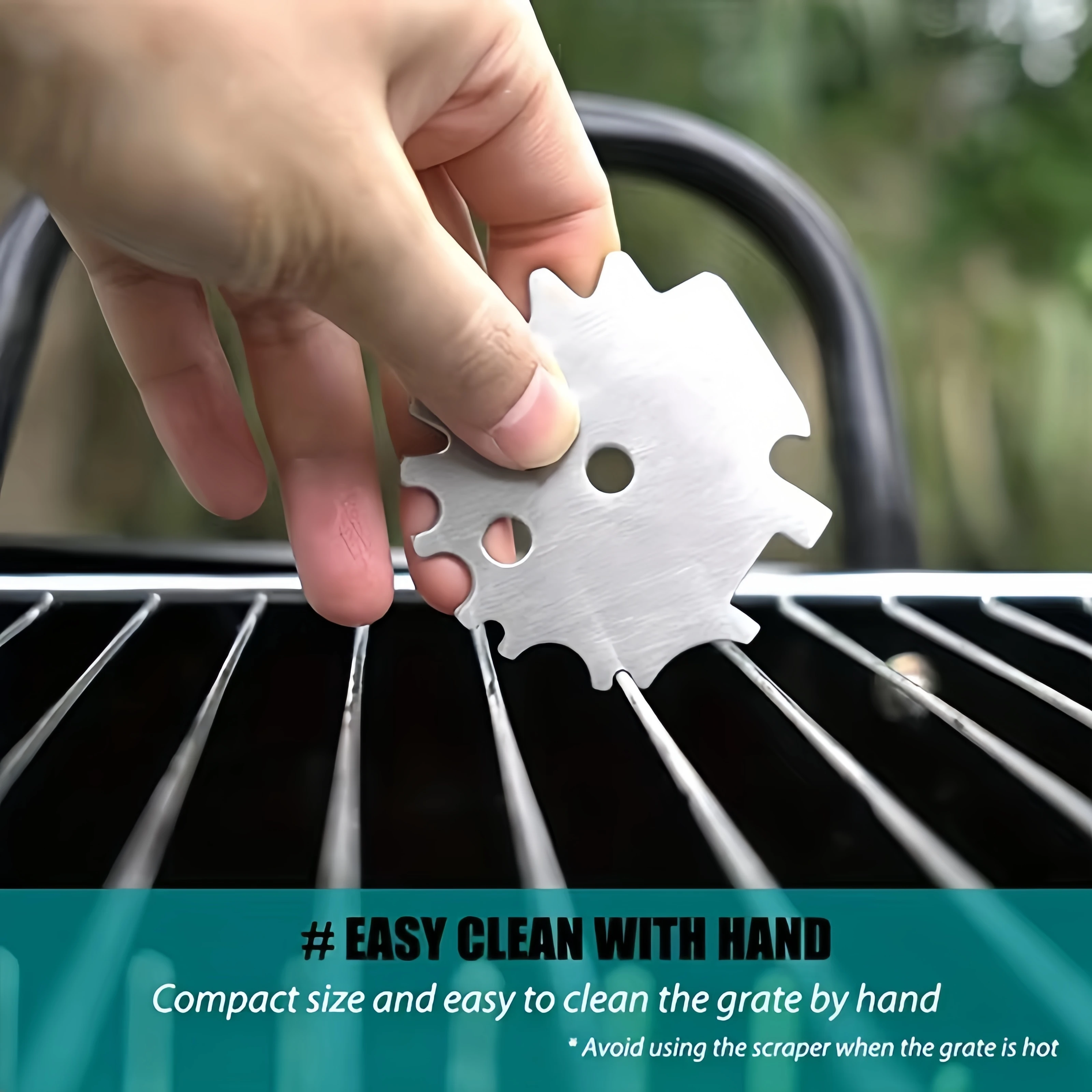 Portable BBQ Grill Cleaner, Heavy Duty Stainless Steel Scraper & Brush for Barbecue Grill Grate Cleaning, Outdoor Camping Tool