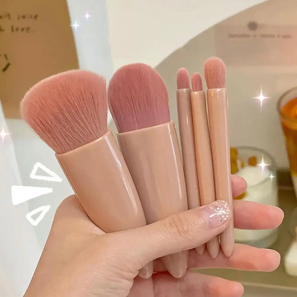 5Pcs Travel Size Makeup Brushes Set Mini Makeup Brushes, Small Complete Function Cosmetic Brushes Kit With Case And Mirror Perfe