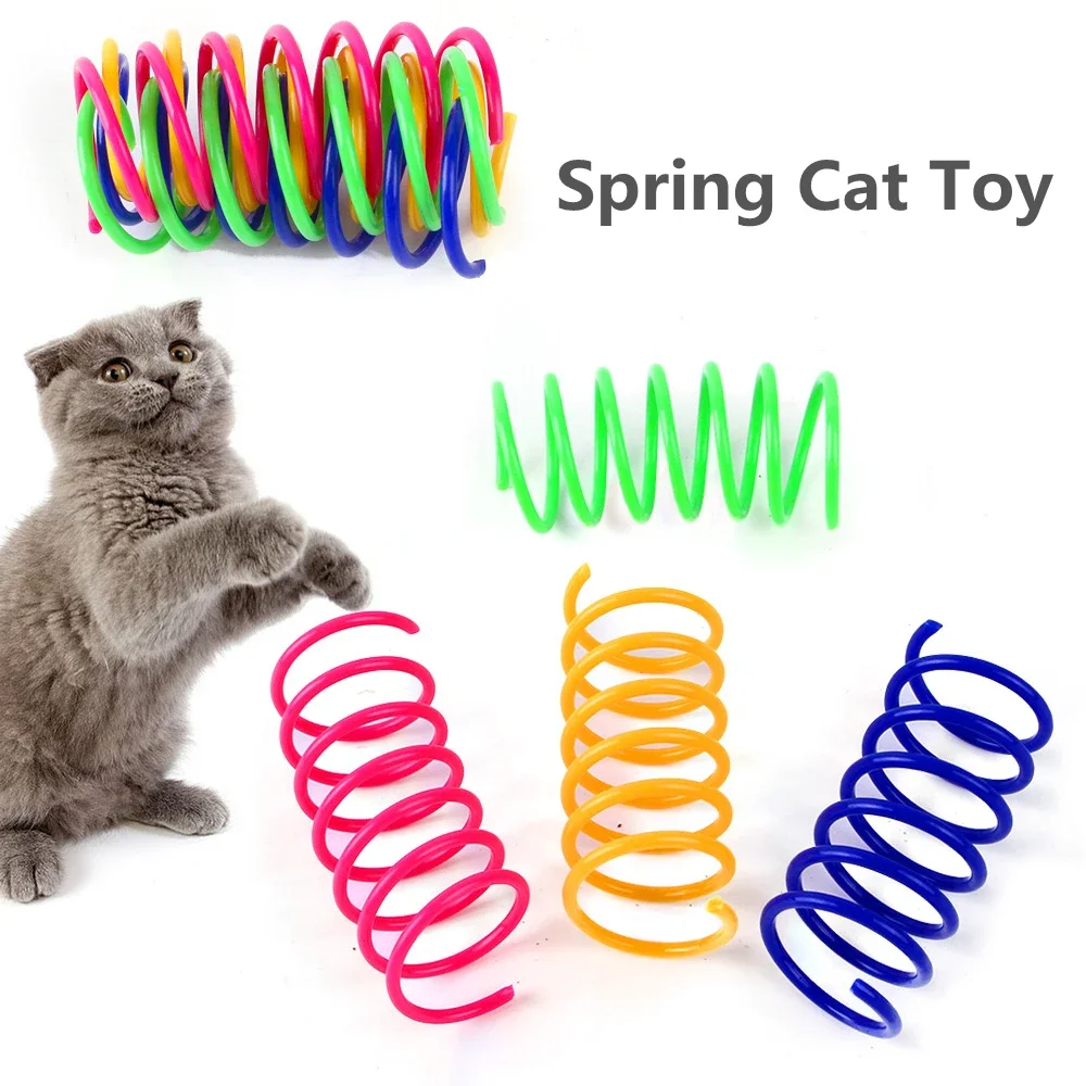 4/8/20pcs Kitten Cat Toys Durable Cat Spring Toy Colorful Springs Pet Toy Coil Spiral Springs Pet  Interactive Toys