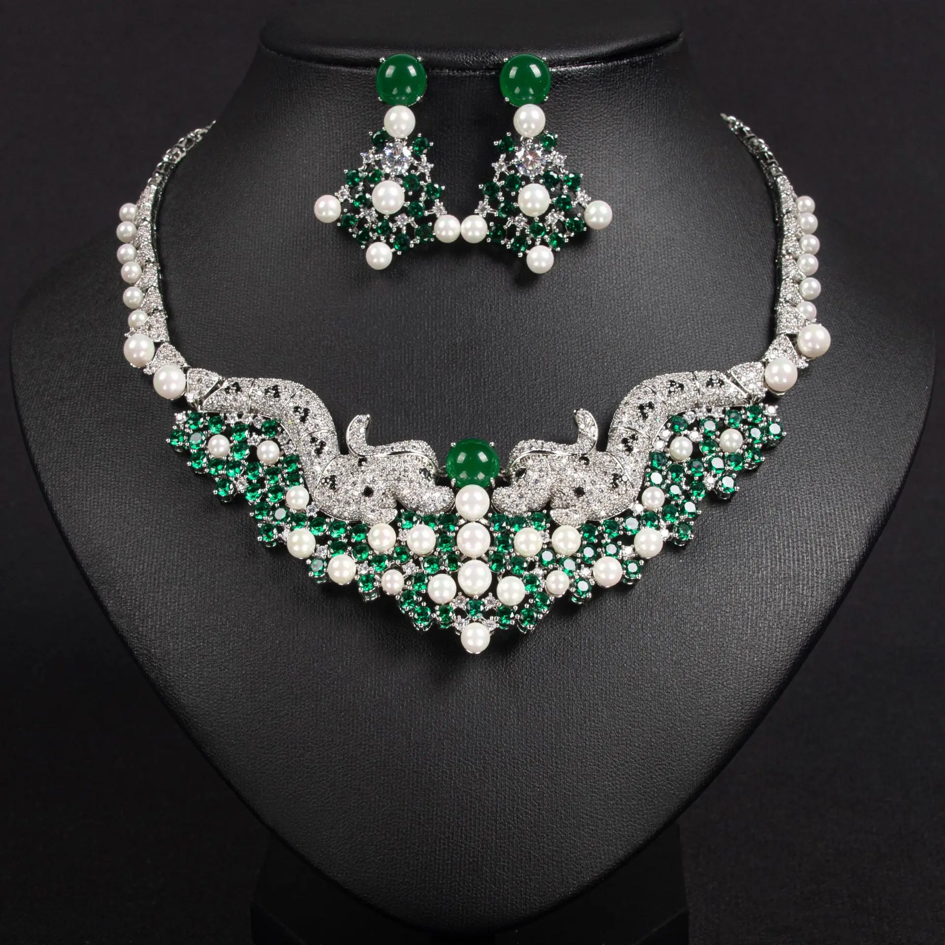 

CHKAWOCI fashion zircon necklace earrings set Valentine's Day gift for the lady senior luxury dinner wedding accessories