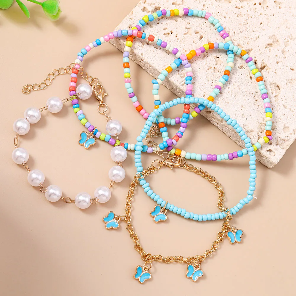 Aihua لطيف الفتيات ساكورا زهرة اللؤلؤ مطرز سوار للنساء اليدوية الاطفال الصداقة أفضل أصدقاء الهدايا مجموعات المجوهرات