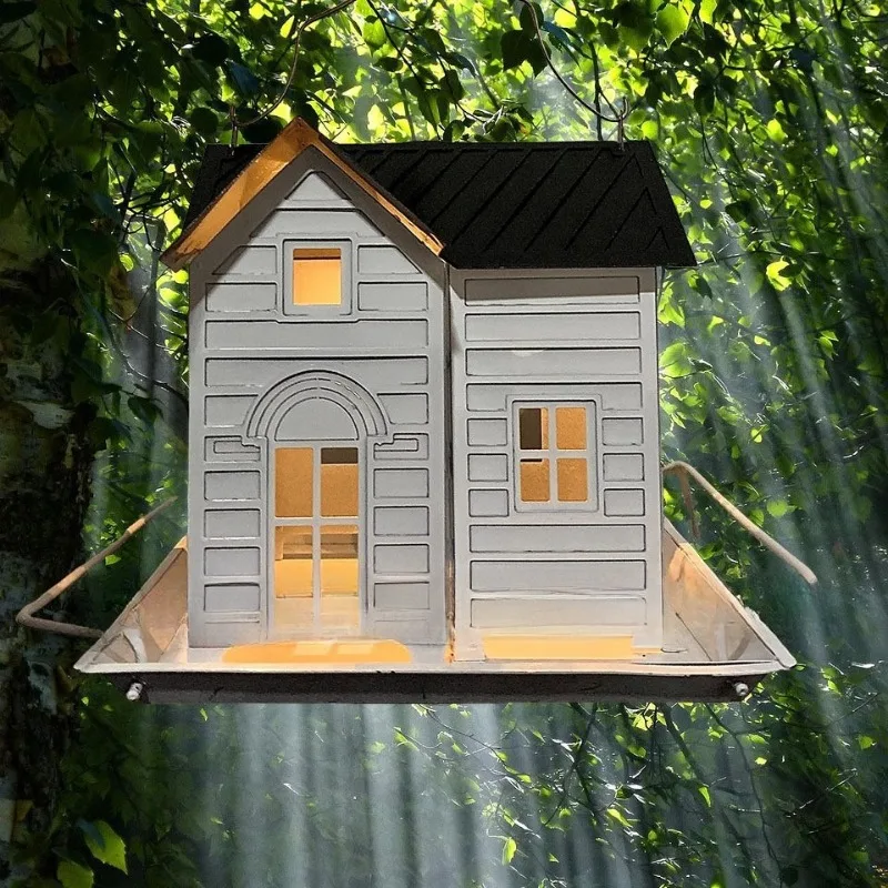 

Smart Solar Energy Creative Bird Cage Bird Feeder Automatically Lights Up During The Day and Automatically Goes Out At Night