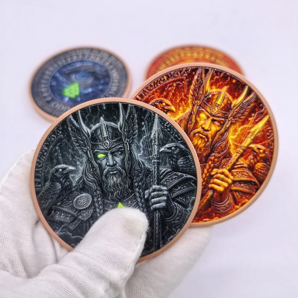 5 OZ Northern European Mythology Character .999 Pure Copper Collection Coin Crow Pattern Ancient Nordic Culture Symbol For Gift