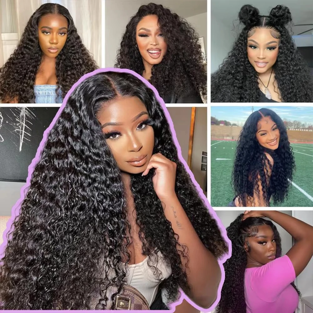 5x5 4x4 خصلات الشعر المستعار الإنسان غلويليس قبل قطعها قبل قطع Hd الدانتيل إغلاق ارتداء والذهاب موجة عميقة مجعد الدانتيل الجبهة الباروكات للنساء السود