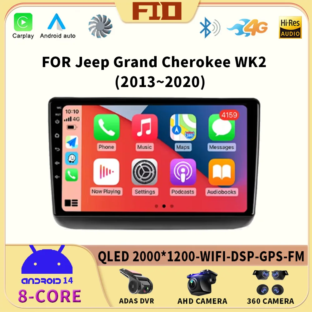 

Android 14 WIFI+4G Car Radio For Jeep Grand Cherokee WK2 2013 - 2020 Auto Carplay GPS Navigation Multimedia Video Player Stereo