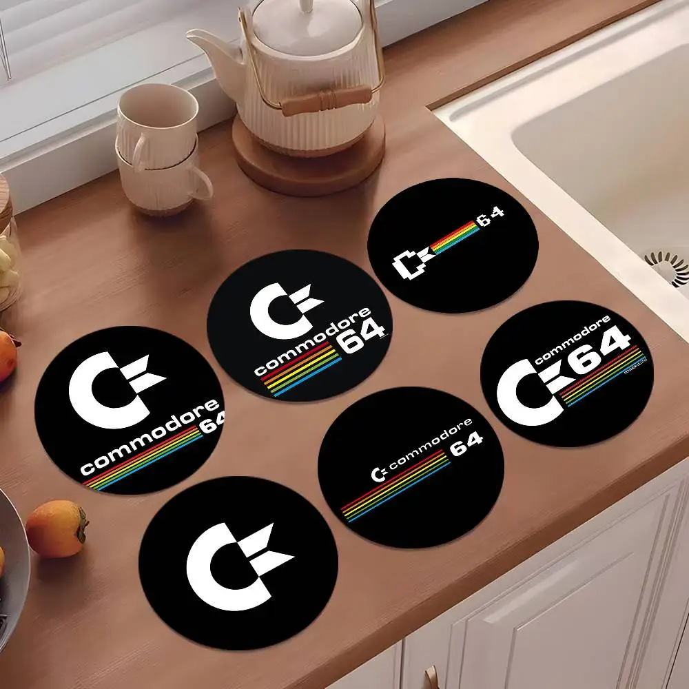C-Commodore 64 Coasters 10cm Round Wooden Suitable For Drinks Tea Coffee Home Gift Choice Holidays