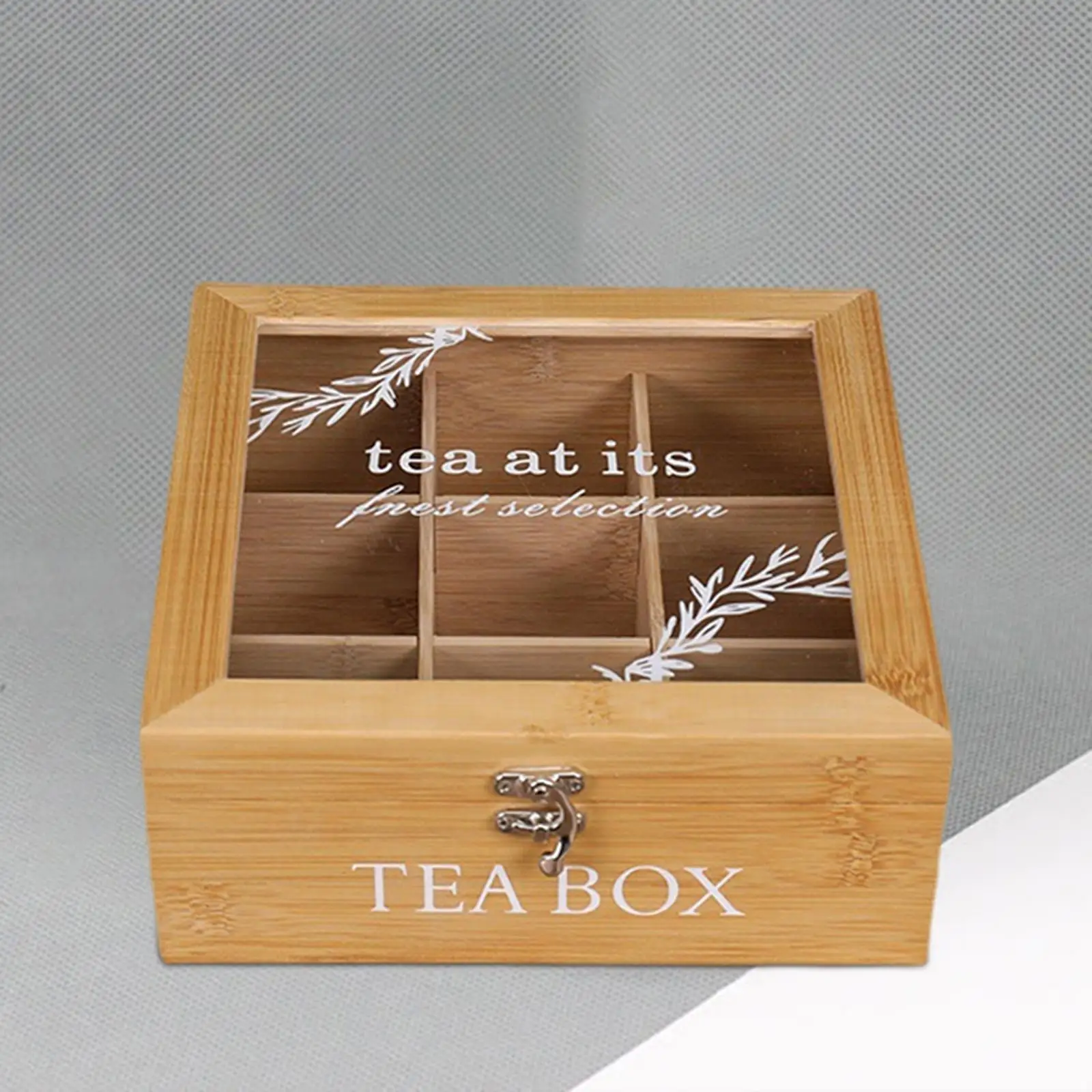 Tea Holder 9 Grid with Transparent Lids Storage Compartments Cabinets Jewelry