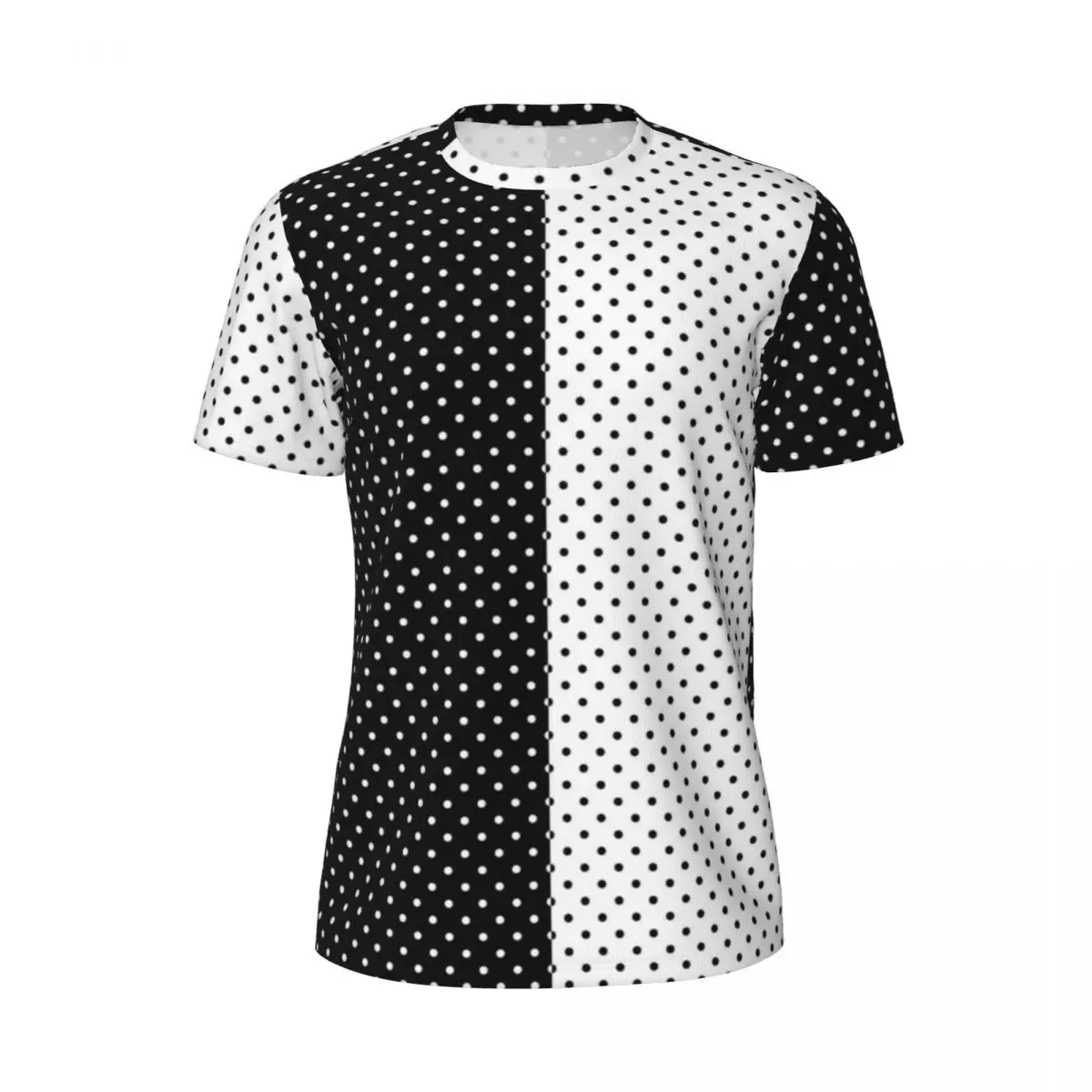 Polka Dot Black And White Sports T Shirt Beach Two Tone Vintage Pattern Vintage T Shirts Harajuku Tshirt For Couple Graphic Tops