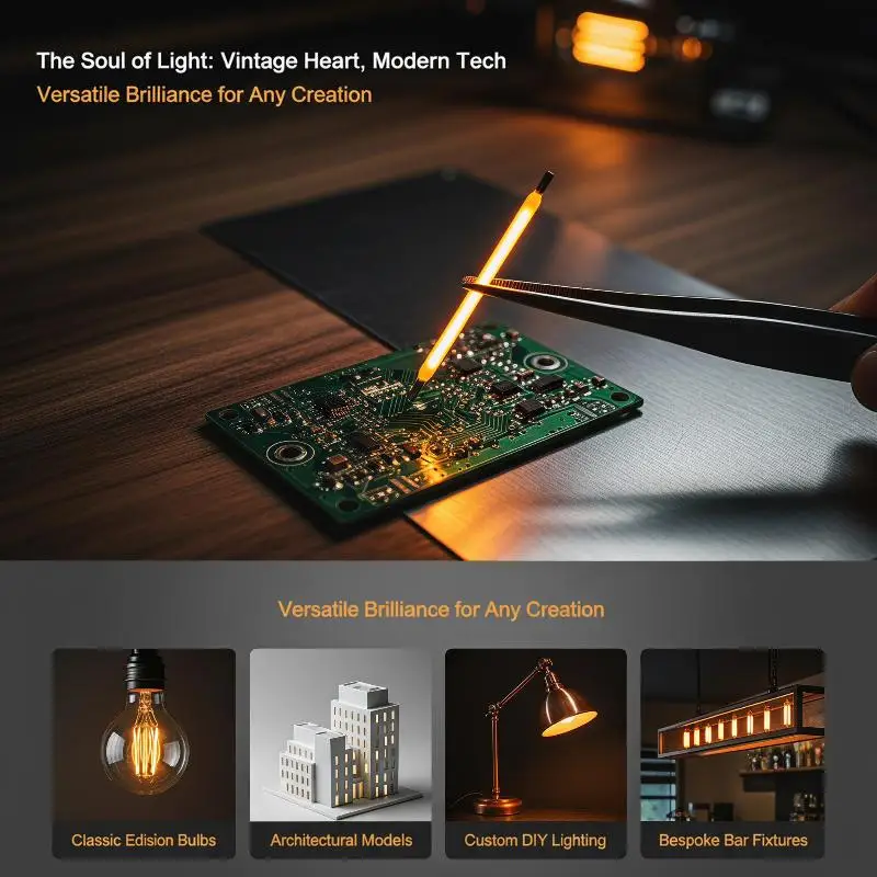 Hoyytu COB LED Filament 3V 38mm Multicolor 10PCS Per Box Heat Resistant Accessory for Edison Bulb Outdoor Decor Lighting